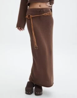 Tie Waist Knit Maxi Skirt -Glassons co lardee knit tie waist maxi deep umber full sl47099knt