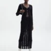 Sheer Ladder Knit Maxi Skirt -Glassons co lidia knit maxi skirt black front sl124834knt