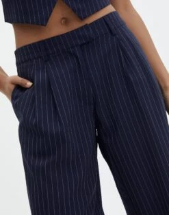 Mid Rise Pinstripe Wide Leg Pant -Glassons co loretta pinstripe tailored pant navy pinstripe imageback pw51730pst