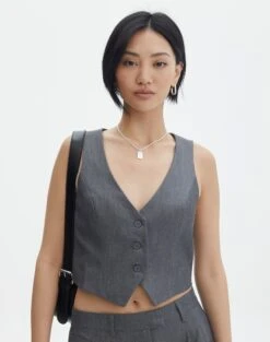 Tailored Strapless Corset Top -Glassons co loretta waistcoat charcoal marle front bv65137pln 1