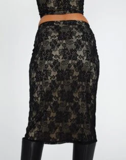 Lace Midi Slip Skirt -Glassons co lorna lace midi skirt blacknude back sl108106lac