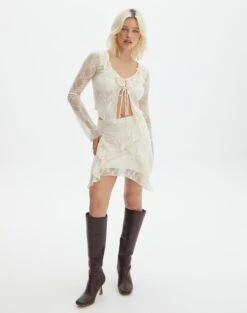 Tiered Asymmetric Lace Mini Skirt -Glassons co lotus mini skirt bad to the bone detail ss116576lac