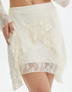 Tiered Asymmetric Lace Mini Skirt -Glassons co lotus mini skirt bad to the bone imageback ss116576lac