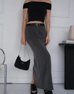 Tailored Mid Rise Maxi Skirt -Glassons co mailey suiting maxi skirt charcoal front sl101473mar 1