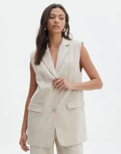 Tailored Oversized Vest -Glassons co marly sleeveless blazer oh natural front vs133393pln