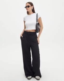 Velvet Tie Front Lace Trim Corset Top -Glassons co marly wide leg pant black front pw71767pln 1