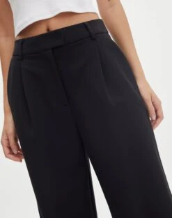 High Waist Relaxed Tailored Pant -Glassons co marly wide leg pant black imageback pw71767pln