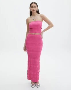 Contrast Rib Knit Bandeau -Glassons co michaela mixed stitch maxi skirt lets go party front sl96533knt