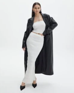Contrast Rib Knit Maxi Skirt -Glassons co michaela mixed stitch maxi skirt milk front sl96533knt 1