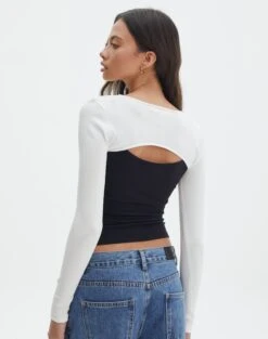 Ribbed Knit Long Sleeve Shrug 35 Ribbed Knit Long Sleeve Shrug -Glassons co midas shrug milk back kl54070cre