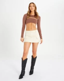 Ribbed Knit Long Sleeve Shrug 28 Ribbed Knit Long Sleeve Shrug -Glassons co midas shrug shiitake full kl54070cre