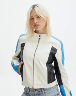 Faux Leather Zip Mini Skirt 26 Faux Leather Zip Mini Skirt -Glassons co mila moto jacket blue colour block front jw90928pu 2