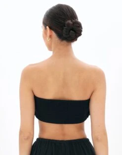 Muslin Ruched Bandeau Top -Glassons co mimi blouse black back bv90902omus