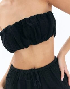 Muslin Ruched Bandeau Top -Glassons co mimi blouse black imageback bv90902omus