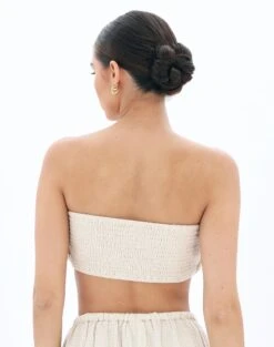 Muslin Ruched Bandeau Top -Glassons co mimi blouse rice cake back bv90902omus