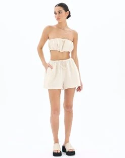 Muslin Ruched Bandeau Top -Glassons co mimi blouse rice cake full bv90902omus