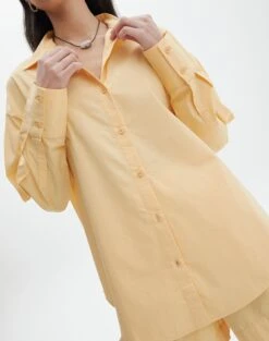 Cotton Oversized Button Up Shirt -Glassons co pascal poplin shirt mango lassi imageback bl118811pop