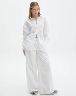 High Rise Tailored Wide Leg Panelled Pant -Glassons co pascal wide leg poplin pant white front pw122250pop 1