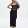 Mesh Lettuce Trim Midi Skirt -Glassons co sabrina burnout mesh max black front sl53303msh