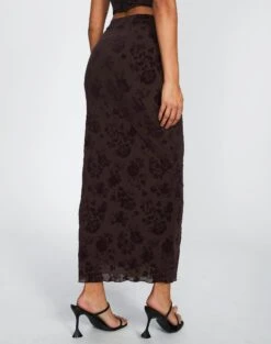 Burnout Mesh Lettuce Trim Midi Skirt 24 Burnout Mesh Lettuce Trim Midi Skirt -Glassons co sabrina burnout mesh maxi soy blooms back sl53303bur