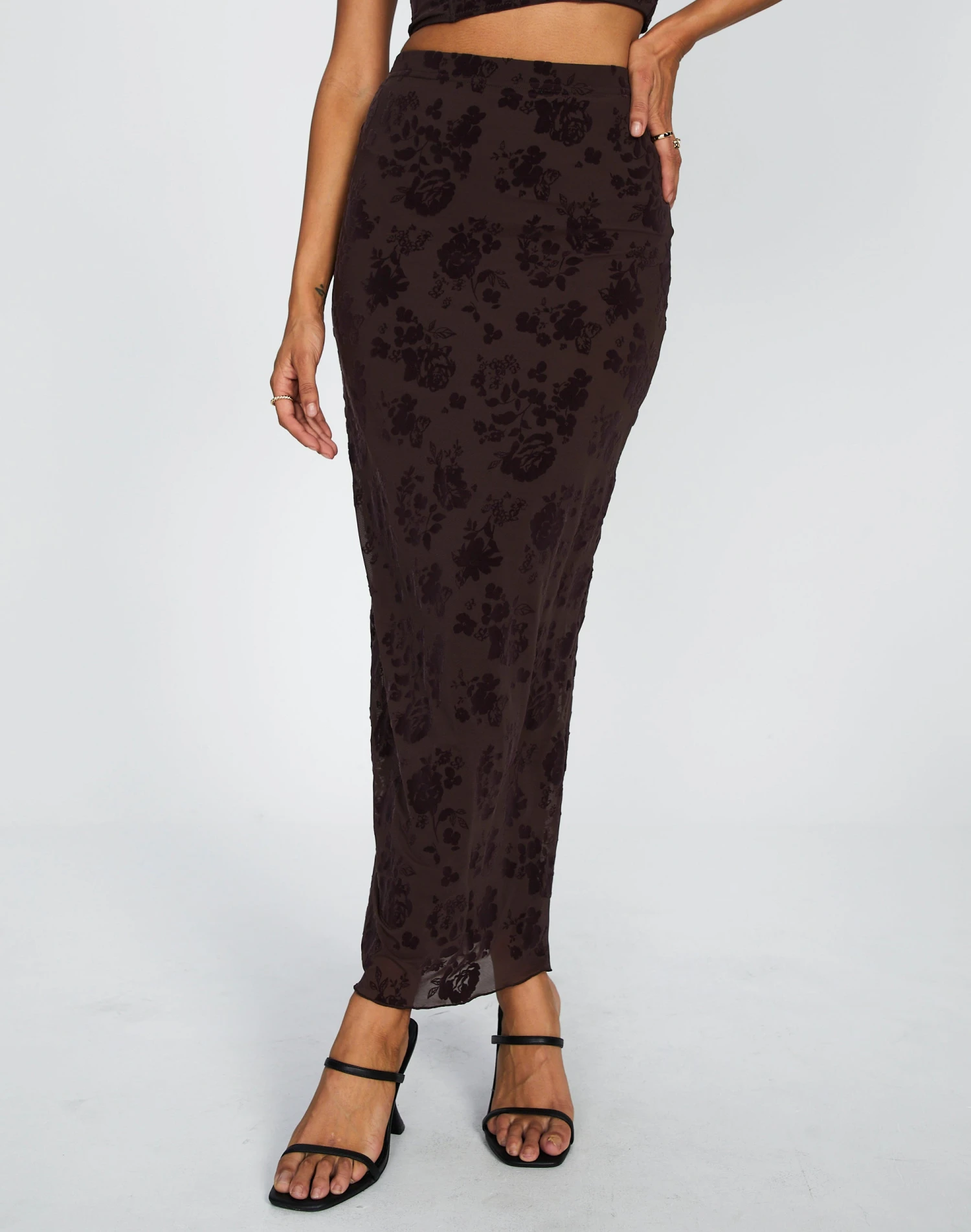 Burnout Mesh Lettuce Trim Midi Skirt 4 Burnout Mesh Lettuce Trim Midi Skirt - Image 2