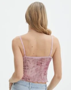 Print Mesh Lettuce Trim Cropped Cami -Glassons co sabrina mesh cami baby doll script back tv54660rprt