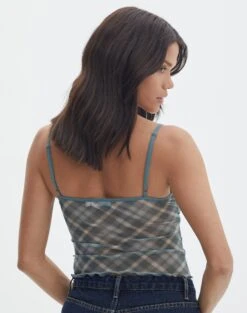 Print Mesh Lettuce Trim Cropped Cami -Glassons co sabrina mesh cami sideline check back tv54660rprt