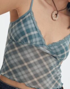 Print Mesh Lettuce Trim Cropped Cami -Glassons co sabrina mesh cami sideline check imageback tv54660rprt