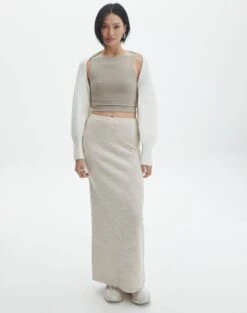 Ribbed Maxi Skirt -Glassons co skylar fluffy knit midi skirt take a shelfie front sl111823knt 1