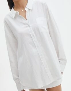 Long Sleeve Linen Blend Shirt -Glassons co t dallas linen shirt white imageback bl118882tlv