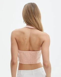 Linen Blend Halter Vest Top -Glassons co tammy vest top fuzzy peaches back bv54786tlin