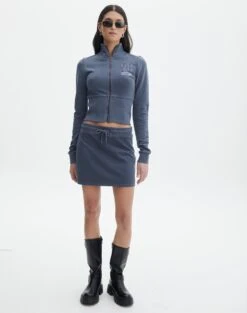 Double Button Knee Length Denim Skirt -Glassons co zephy cotton mini skirt washed navy front ss123055cot