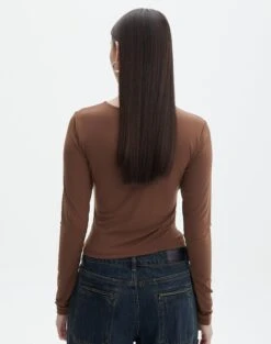 Keyhole Long Sleeve Wrap Top -Glassons connor cross over long sleeve top deep umber back tl130857des