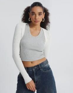 Glassons 9 Multi Rib Knit Long Sleeve Shrug