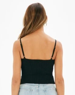 Ribbed Knit Tank -Glassons corinne knit top black back kv80565knt