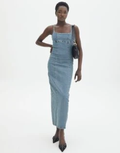 Denim Panelled Maxi Dress