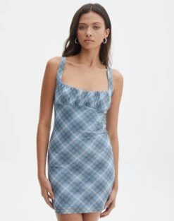 Strapless Pleated Check Mini Dress -Glassons delica mini mesh bubble check front ds128708rchk 2
