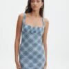 Printed Mini Mesh Dress -Glassons delica mini mesh bubble check front ds128708rchk 4