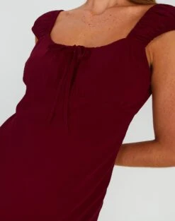 Tie Front Puff Sleeve Maxi Dress -Glassons denver drapey sleeved maxi red chocolate imageback dl96450peb