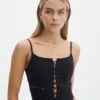 Lace Up Detailed Corset Top -Glassons denver lace up corset black front bv109857pln 1