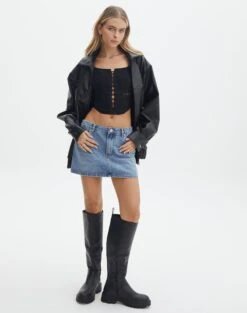 Lace Up Detailed Corset Top -Glassons denver lace up corset black full bv109857pln