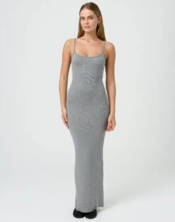 Cotton High Neck Maxi Dress -Glassons didi strappy maxi dress heather marle front dl93109mod 2