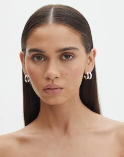 Lace Tie Front Split Top -Glassons dilara double hoop earring silver front je146573ear