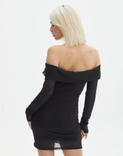 Off The Shoulder Mini Dress -Glassons dinka off shoulder mini black back ds138653msh