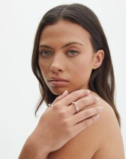 One Shoulder Asymmetric Top -Glassons dora double ring silver front je144663rng 2