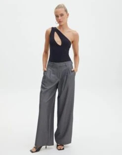 Supersoft One Shoulder Cut Out Bodysuit -Glassons dua one shoulder cut out bodysuit black full tb88291pch