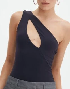 Supersoft One Shoulder Cut Out Bodysuit -Glassons dua one shoulder cut out bodysuit black imageback tb88291pch