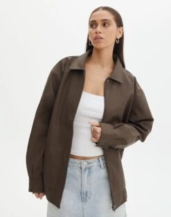 Zip Cargo Mini Skirt -Glassons elroy 80s pu jacket brown front jw52713pu 9