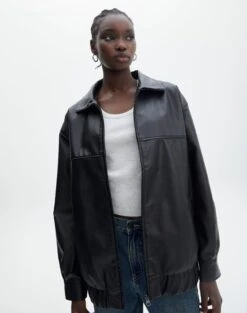 Denim Midi Front Split Skirt -Glassons elvis oversized pu jacket black front jw124230pu 1