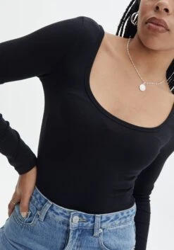 Luxe Lounge Modal Long Sleeve Low Back Bodysuit -Glassons fabian longsleeve modal bodysuit black imageback tb122502mod